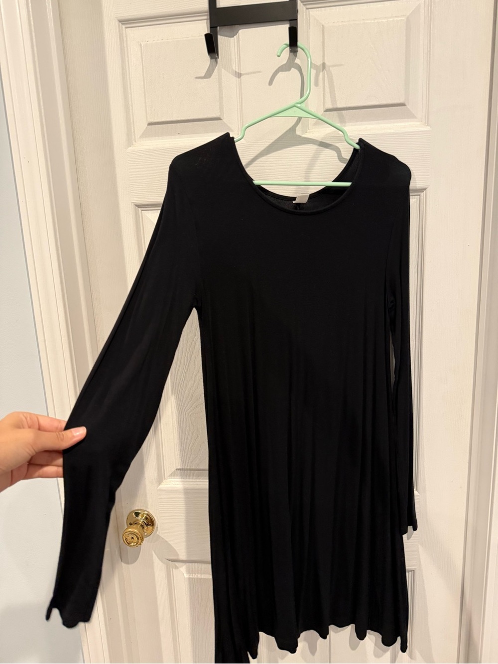 Black Long Sleeve Swing Dress